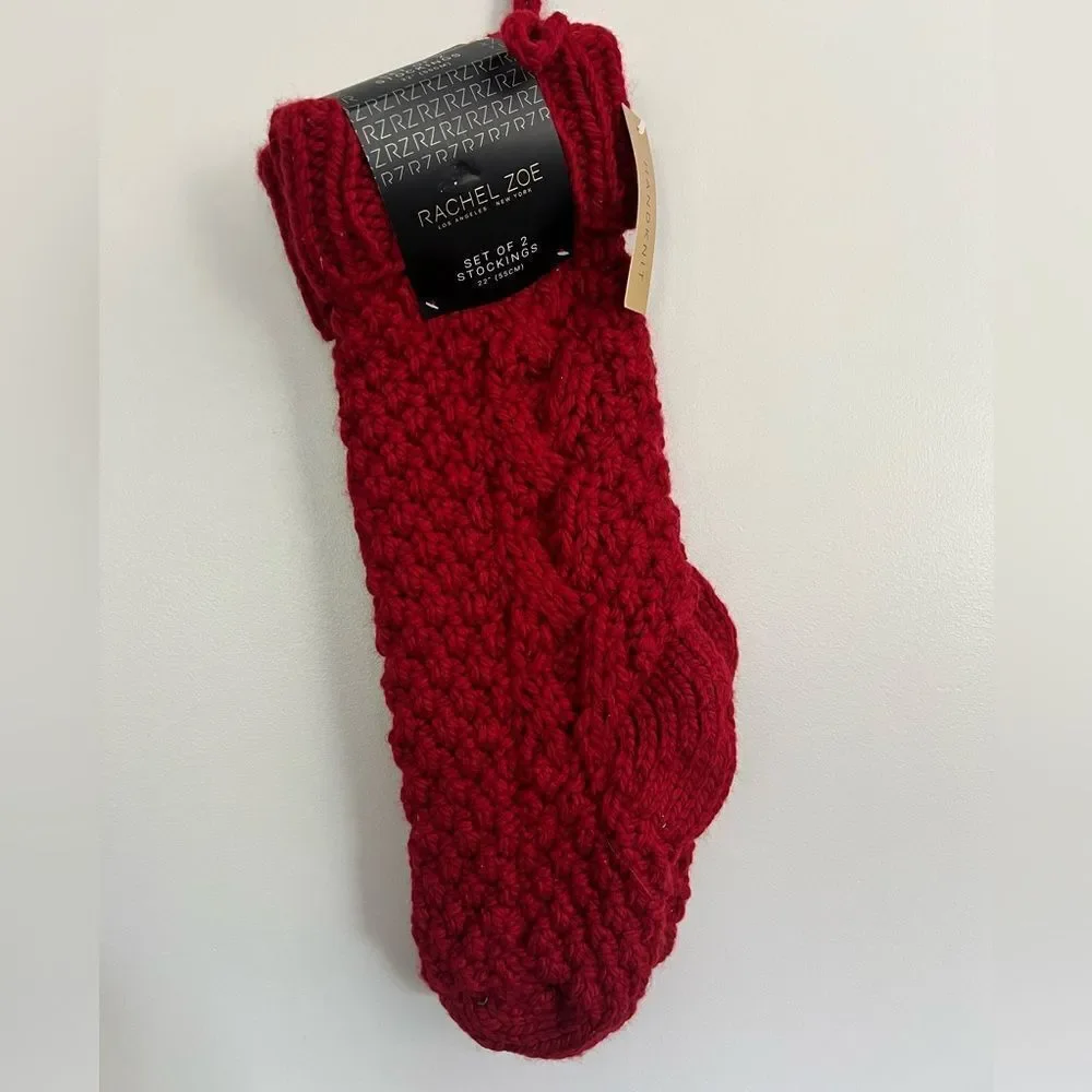 Red knit stocking set of 2